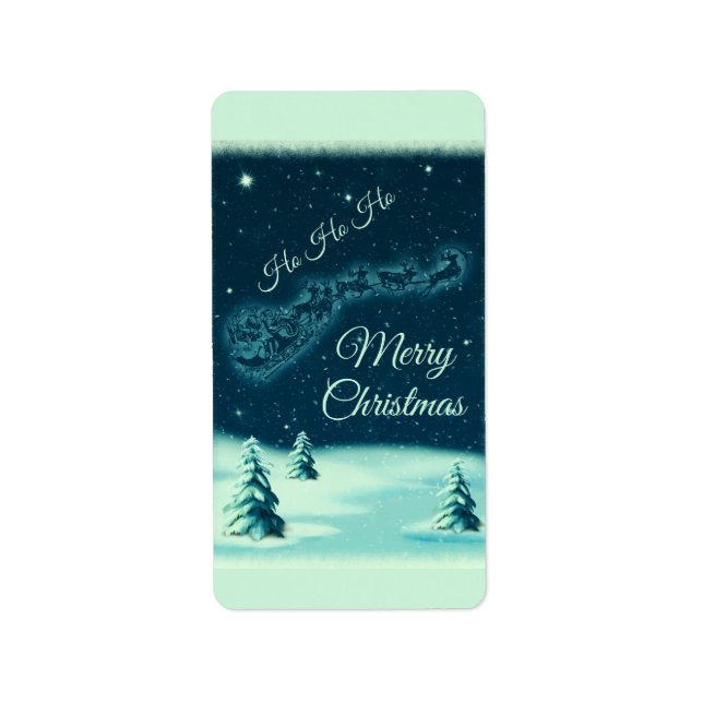 Etiqueta Santa y sus Navidades de renos (Frente)