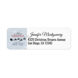 Etiqueta Santa y sus Navidades de Silhouette de renos volad