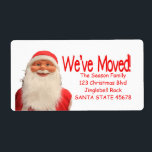 Etiqueta Santa's We've Moved Christmas label<br><div class="desc">Add a special detail to your holiday letters! There are many different cards available,  so pick the design and wording you like. Browse the store or search for "portosabbianatalelabel".</div>