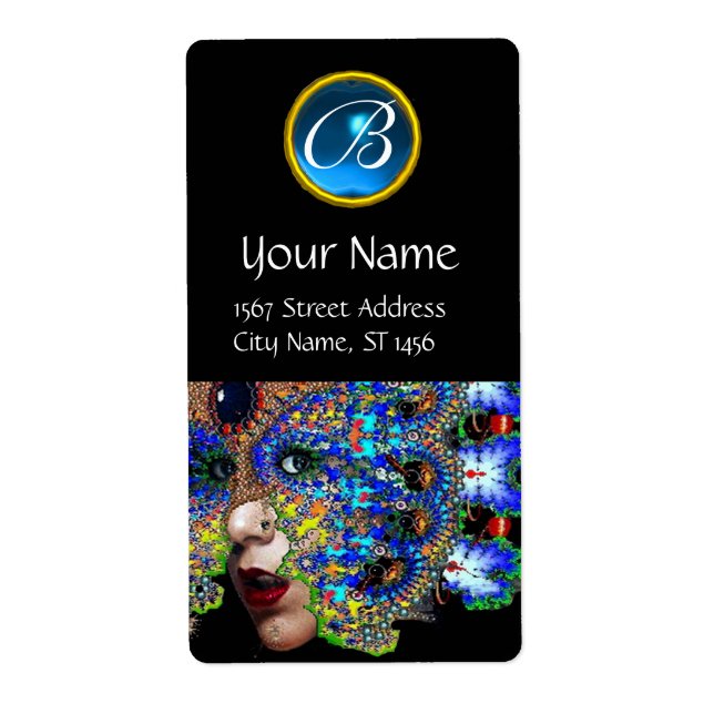 Etiqueta SAPPHIRE AZUL EFEMERAL MONOGRAM Negro (Frente)