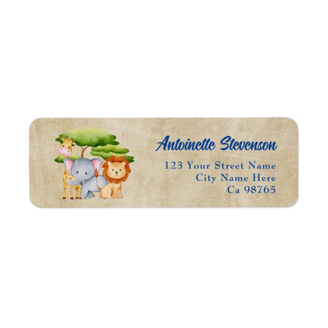 Etiqueta Savanna Safari Baby Animals (Frente)