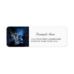 Etiqueta Saxofón musical con pulpo