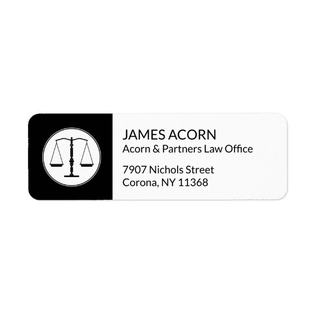 Etiqueta Scales of Justice | Law Office Label (Frente)