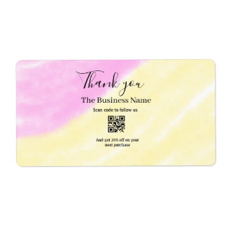 Etiqueta Scan QR to follow us thank you discount code pink