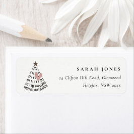 Etiqueta Scandi Minimal Blush Heart Christmas Tree Address