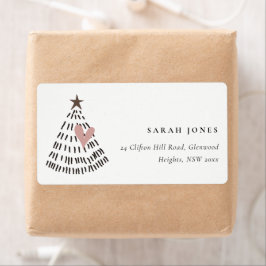 Etiqueta Scandi Minimal Blush Heart Christmas Tree Address