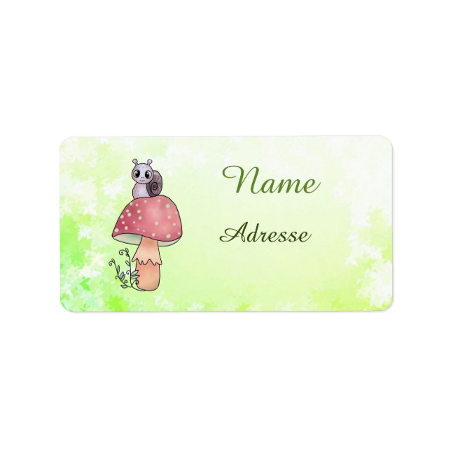 Etiqueta Schnecke mit Pilz, (Frente)