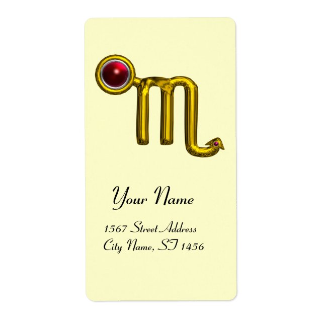 ETIQUETA SCORPIO ZODIAC CUMPLEAÑOS GRENADE ROJO (Frente)