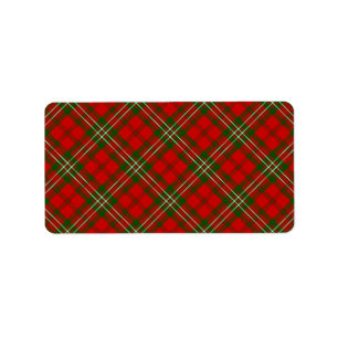 Etiqueta Scott tartan red green plon