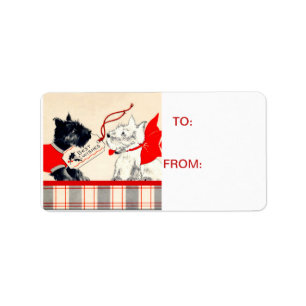 Etiqueta Scotty Dog Scottish Terrier Black and White Tag