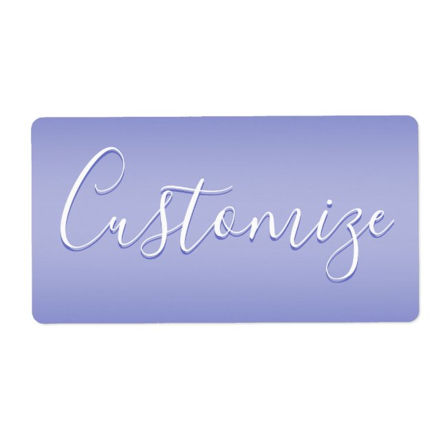 Etiqueta Script Cursivo Editable | Blanco y Violeta Púrpura (Frente)