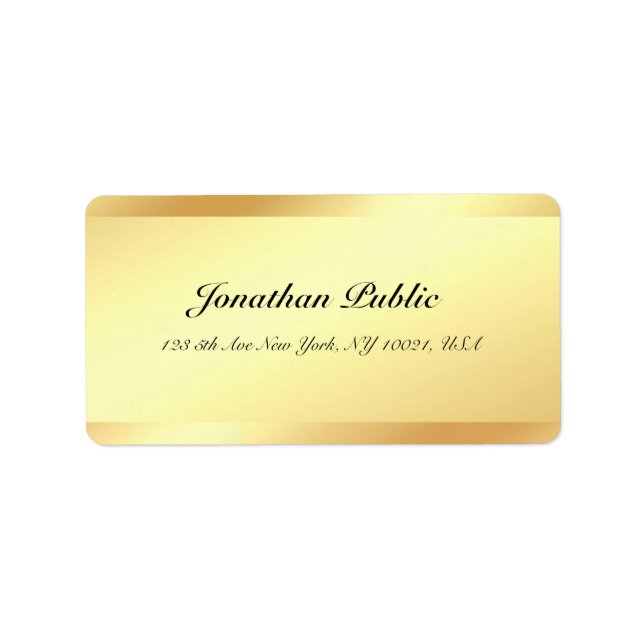 Etiqueta Script de escritura a mano Elegante Gold Name Prof (Frente)
