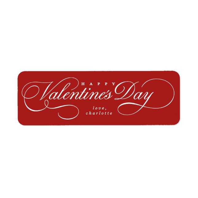 Etiqueta script de San Valentín floreciente (Frente)