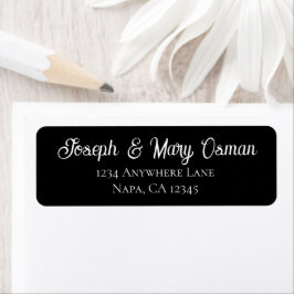 Etiqueta Script Elegante Boda Personalizable Blanco Negro