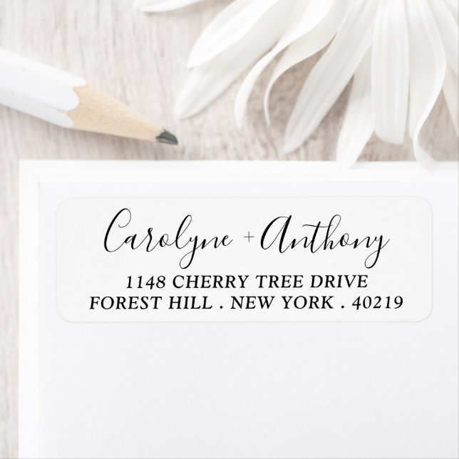 Etiqueta Script Estilizado Nombre y Dirección Personalizado (In situ)