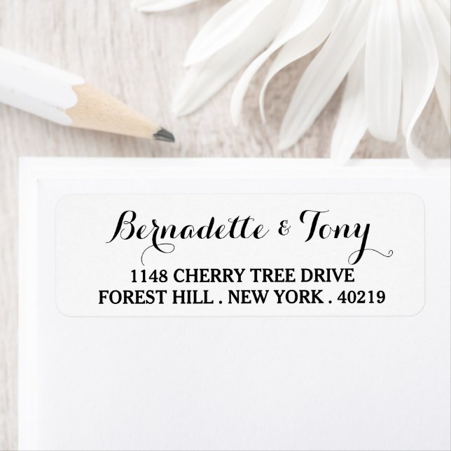 Etiqueta Script Estilizado Nombre y Dirección Personalizado (In situ)