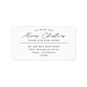 Etiqueta Script Merry Christmas New Home Return Address