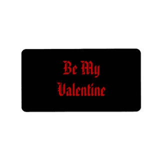Etiqueta Sé Mi Valentín. Día de San Valentín. Negro Rojo. P
