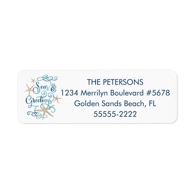Etiqueta SEA Tropical Starfish Beachsons GREETINS (Frente)