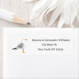 Etiqueta Seagull Bird Ocean Coast Beach Return Address