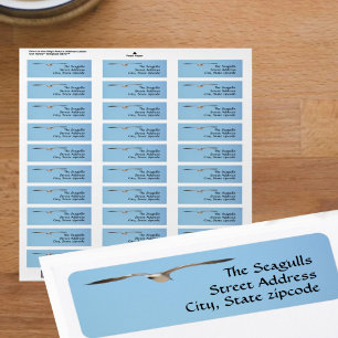 Etiqueta Seagull Silhouette Flying Sky Blue