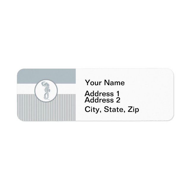 Etiqueta Seahorse Blue Classic Nautical Elegant (Frente)