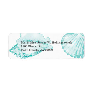 Etiqueta Seashells elegantes de la aguamarina
