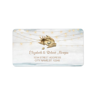 Etiqueta Seashells,Sea,String Lights Script Boda