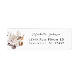 Etiqueta Seashells & White Floral Return Address Label