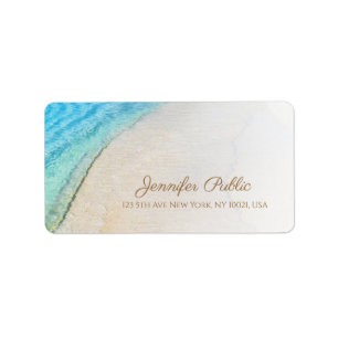 Etiqueta Seaside Beach Moderno Guión manuscrito Dirección
