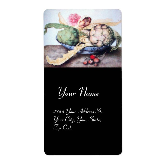 ETIQUETA SEASON'S FRUITS 4- ARTICHOKES, ROSE & STRAWBERRIES (Frente)