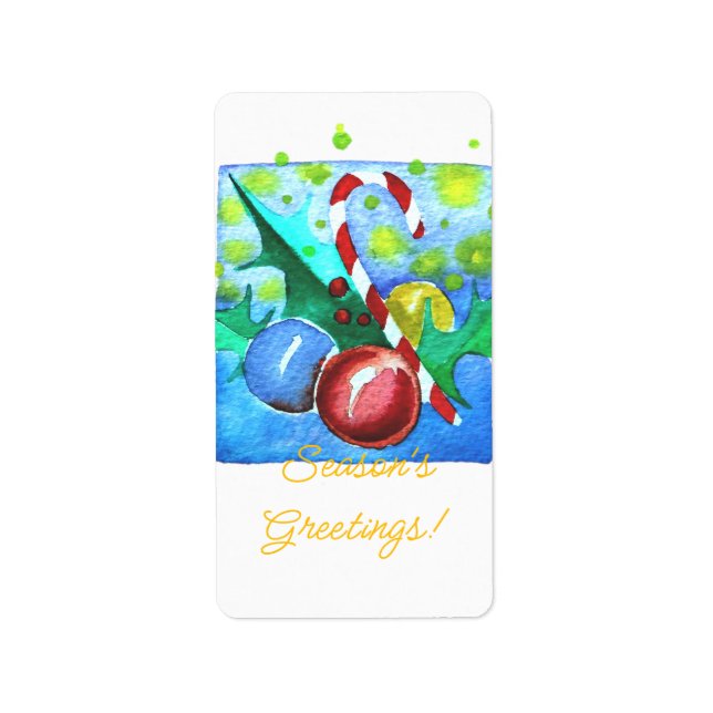 Etiqueta Season's Greetings Card With Baubles  (Frente)