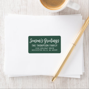 Etiqueta Seasons Greetings Modern Green Return Address