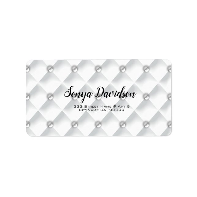 Etiqueta Seda blanca con cuentas (Frente)