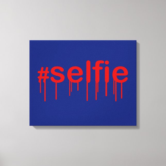 Etiqueta Selfie Drooling sobre decoración azul (Anverso)