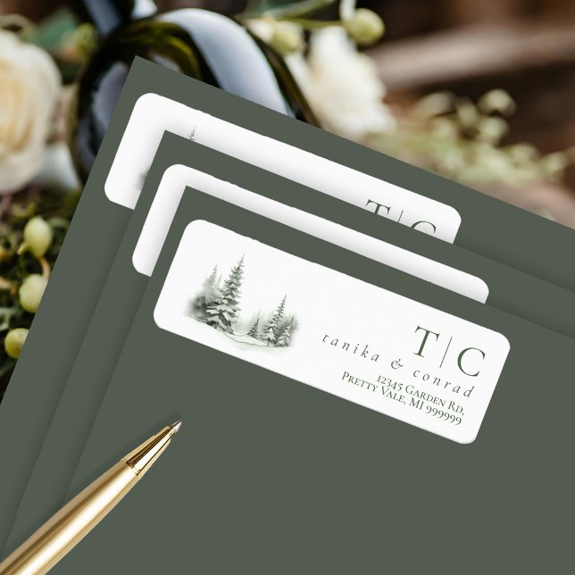 Etiqueta Selva verde de bodas de invierno rústica ID1049 (Subido por el creador)