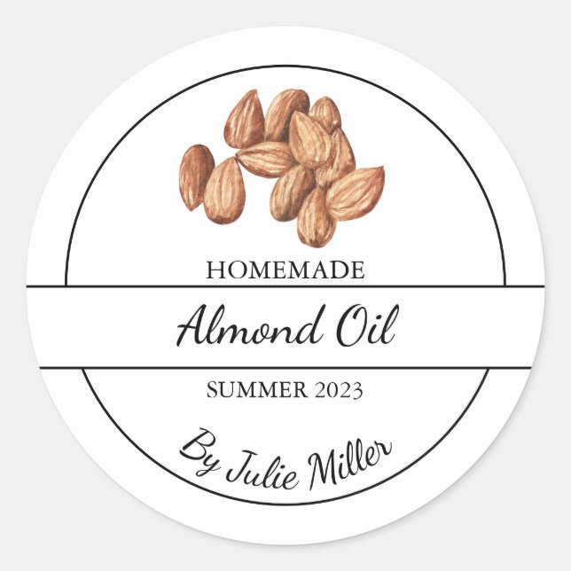 Etiqueta sencilla de aceite de almendra casera (Anverso)