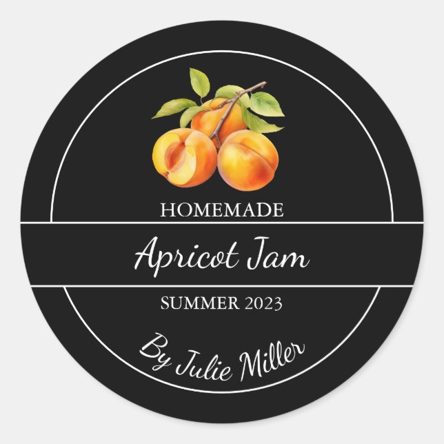Etiqueta sencilla de Apricot Jam - Negro (Anverso)