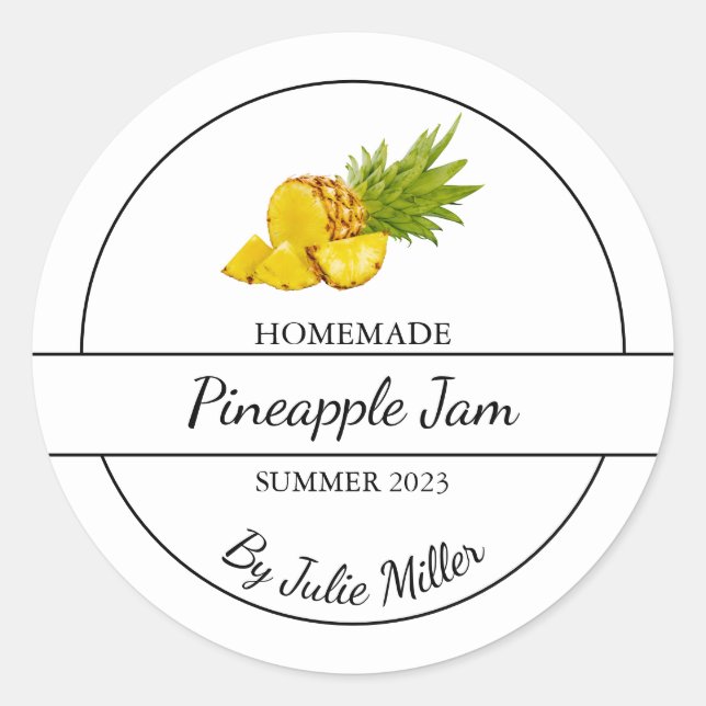 Etiqueta sencilla de confitura de piña casera (Anverso)