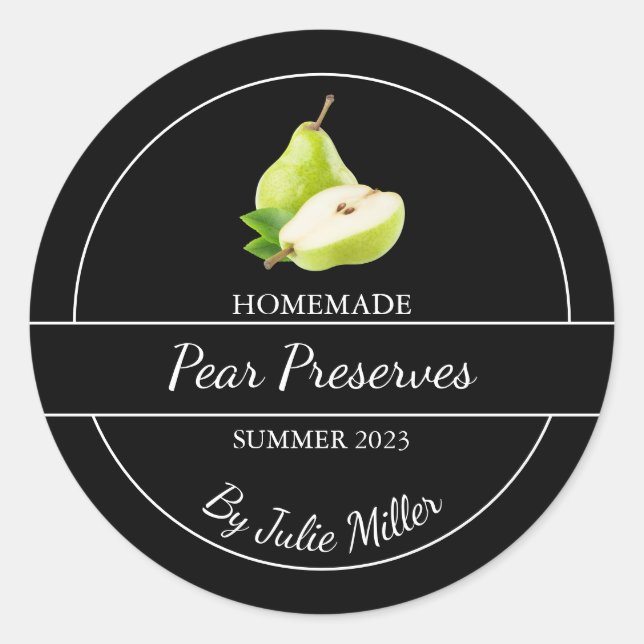 Etiqueta sencilla de conservación de peras caseras (Anverso)