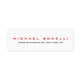 Etiqueta sencilla de dirección blanca roja legible