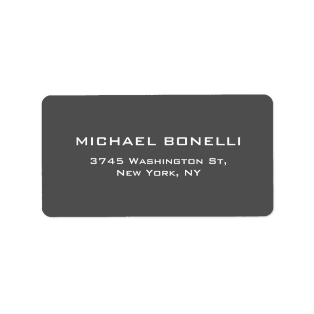 Etiqueta sencilla de dirección Gris elegante y ele (Frente)