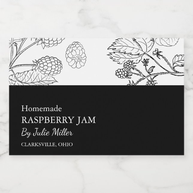 Etiqueta sencilla de frambuesa negra y blanca (Etiqueta única)