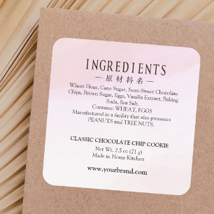 Etiqueta sencilla de ingrediente de panadería acua