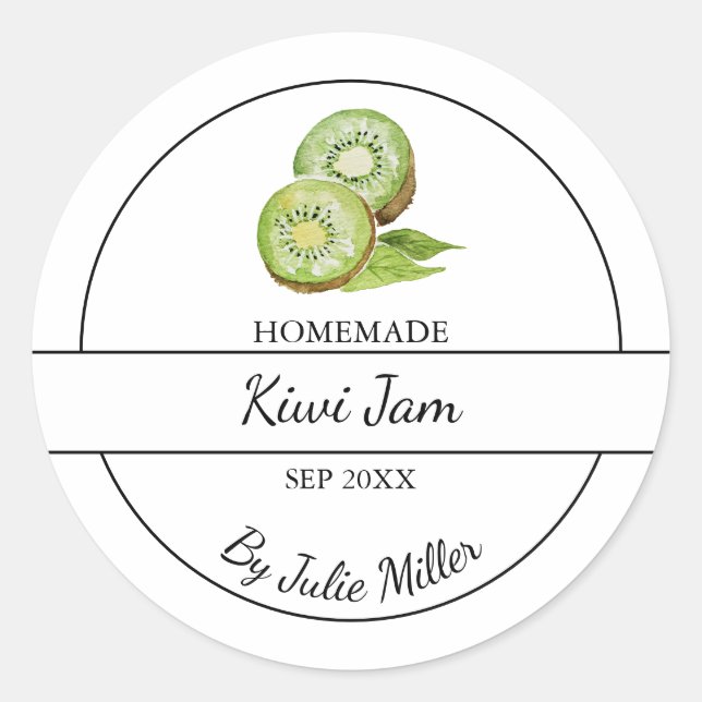 Etiqueta sencilla de jam Kiwi casera (Anverso)