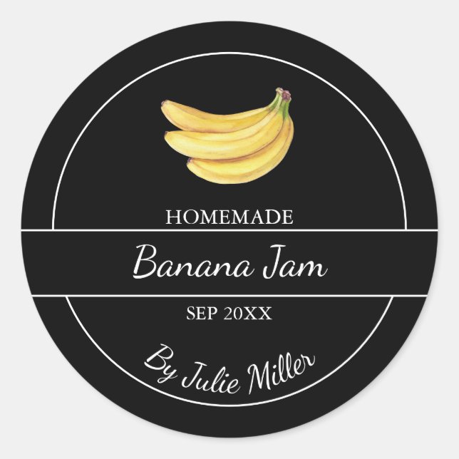 Etiqueta sencilla de jamón bananero casero | Negro (Anverso)