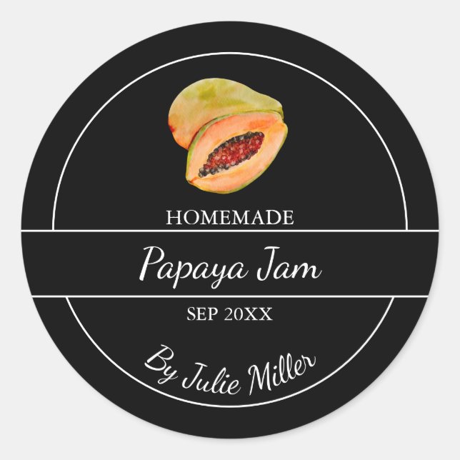 Etiqueta sencilla de jamón de papaya casera | Negr (Anverso)