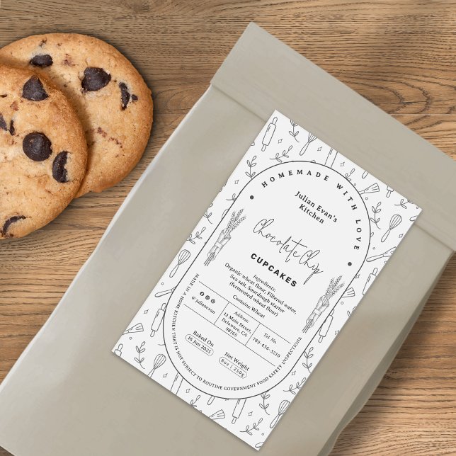 Etiqueta sencilla de ley casera de panadería caser (Simple White Homemade Bakery Cottage Law Label )