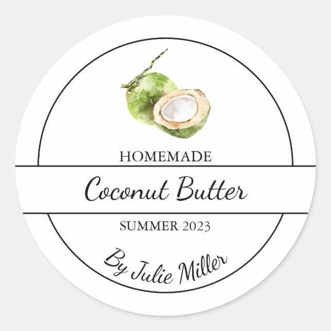 Etiqueta sencilla de mantequilla de coco casera/de (Anverso)
