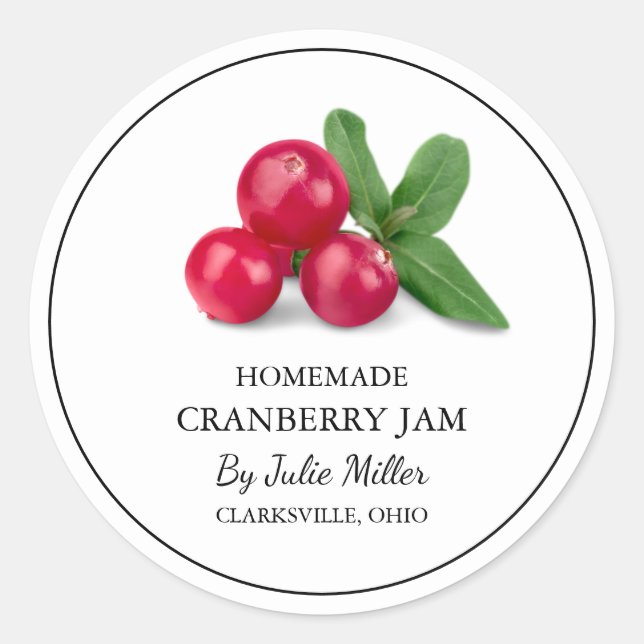 Etiqueta sencilla de mermelada casera de Cranberry (Anverso)